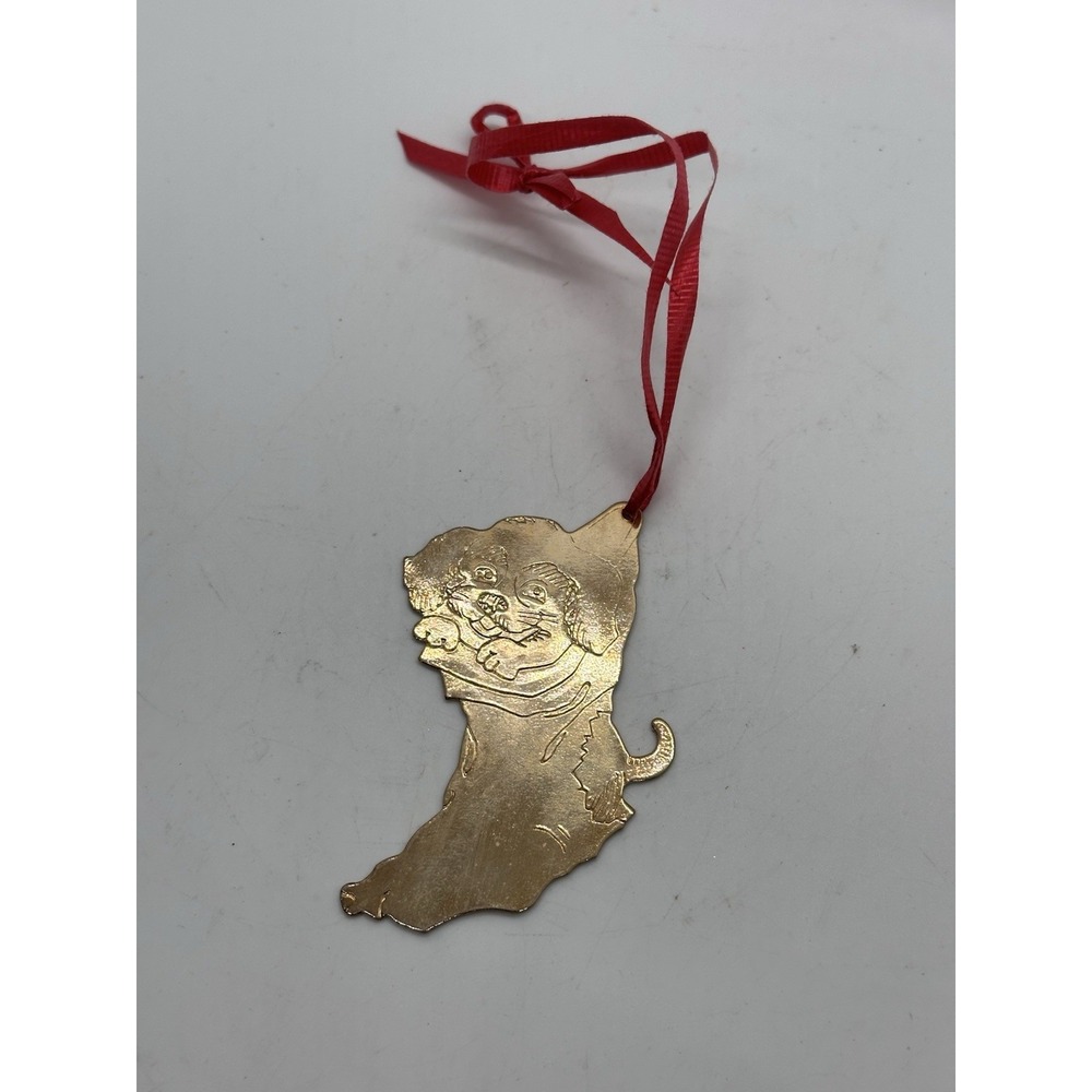 Leonard Brass Dog Ornament Vintage Gold Tone‎ Puppy Christmas Decor